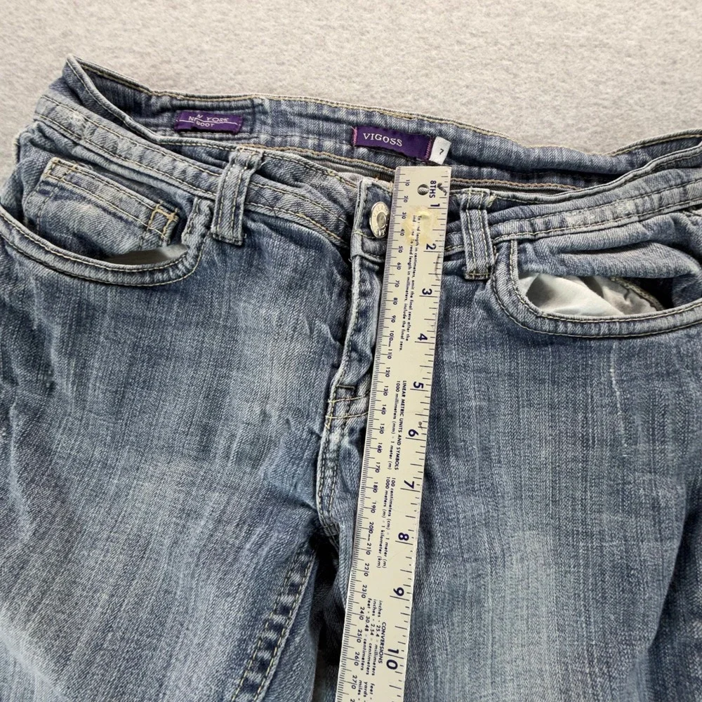 Vigoss New York Boot Jeans Womens 7 Blue Medium Wash Low Rise‎ Bootcut P5038KL
